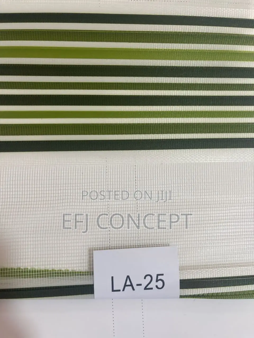 Day And Night Window Blind - Green Linen With Stripes