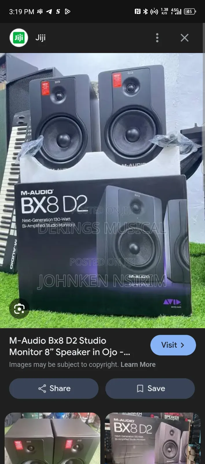 Original M Audio Bx8 D2 Studio Monitor
