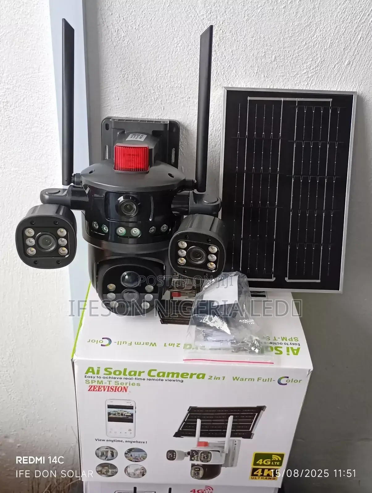 Solar Camera 3lens V380 8 Mega Pixel It Uses Sim Card and Memory