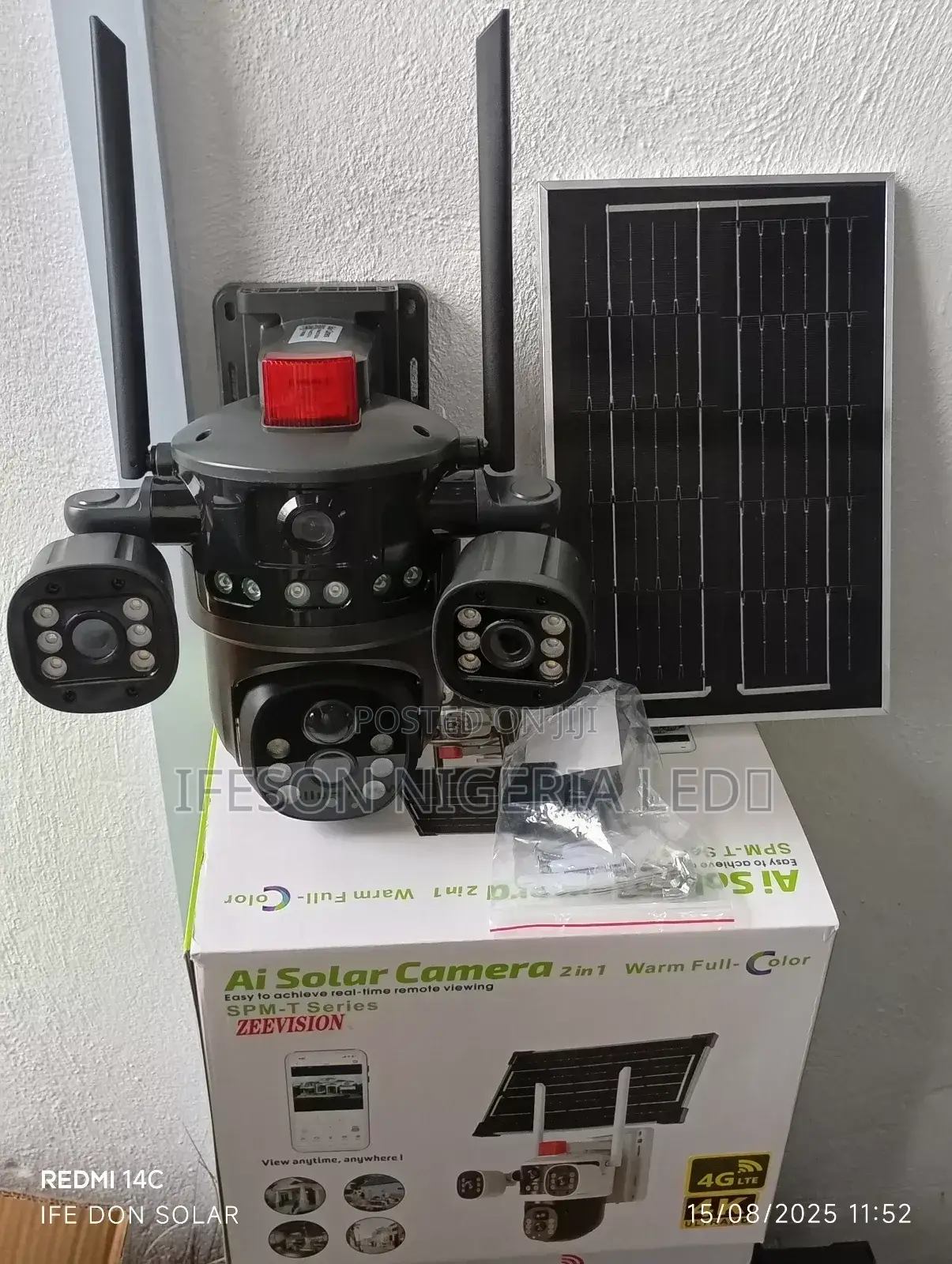 Solar Camera 3lens V380 8 Mega Pixel It Uses Sim Card and Memory