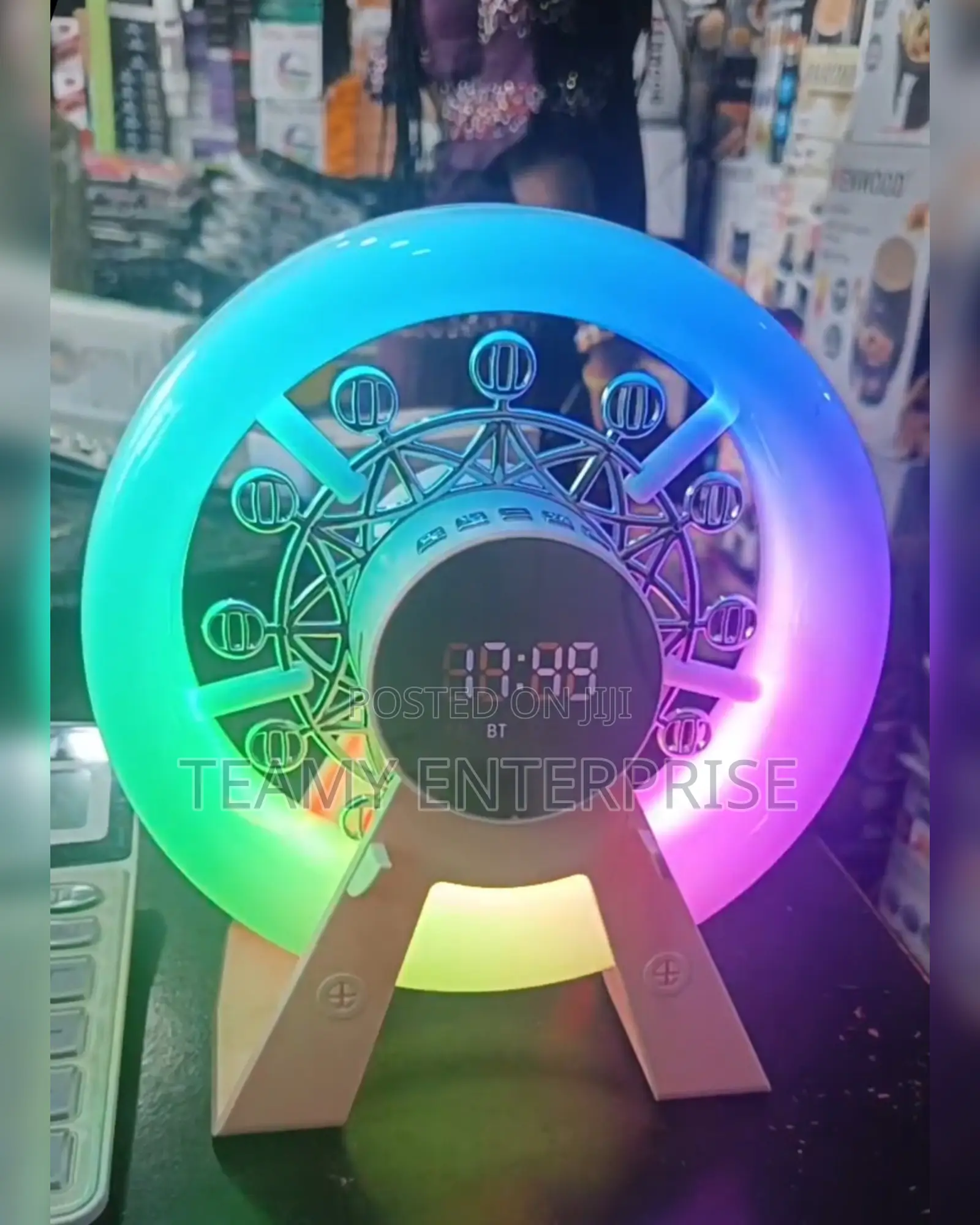 Ferris Wheel Rechargeable Bluetooth Speaker and Alarm Clock With Led