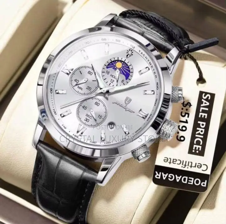 Poedagar Quality Men Genuine Leather Wristwatch