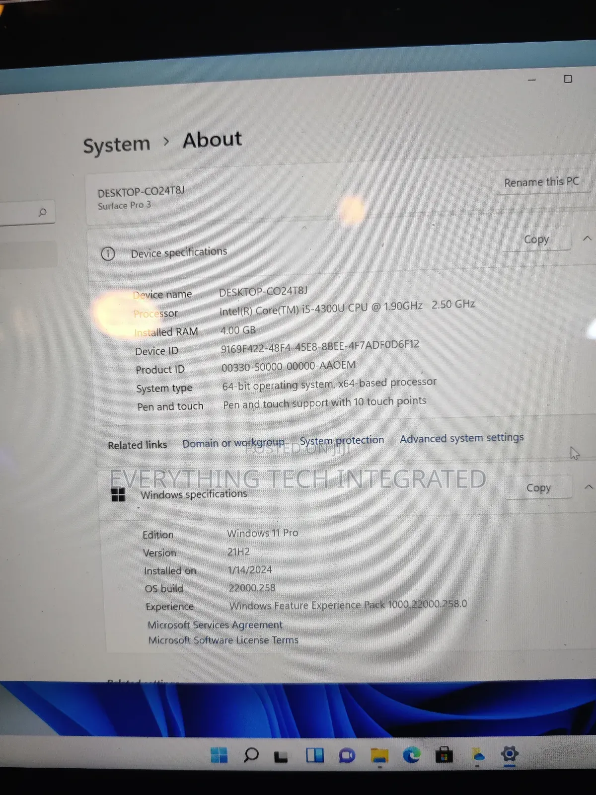 Laptop Microsoft Surface Pro 3 4GB Intel Core I5 SSD 128GB