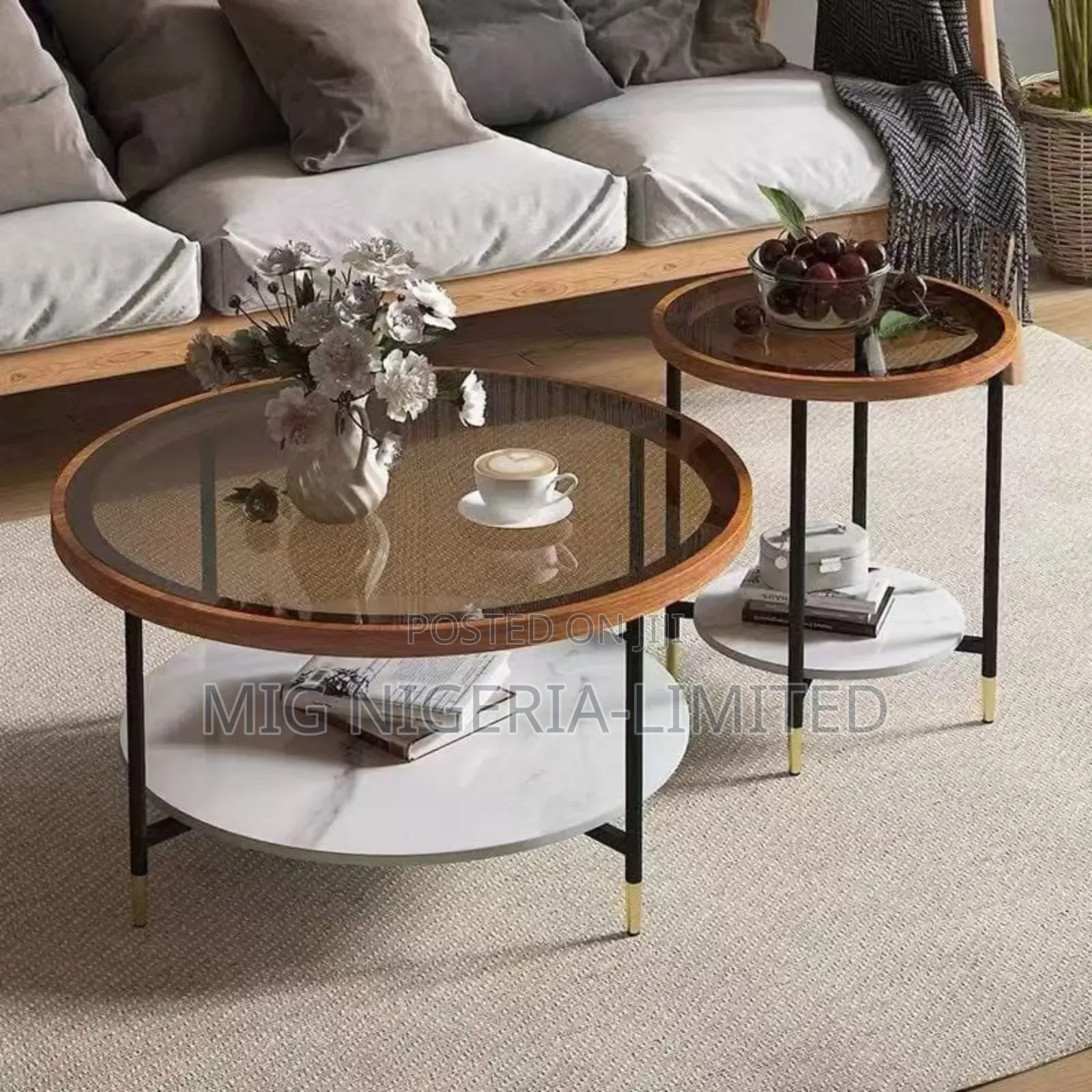 2in1 Marble and Glass Centre Modern Glass Coffee Table With Metal Fra
