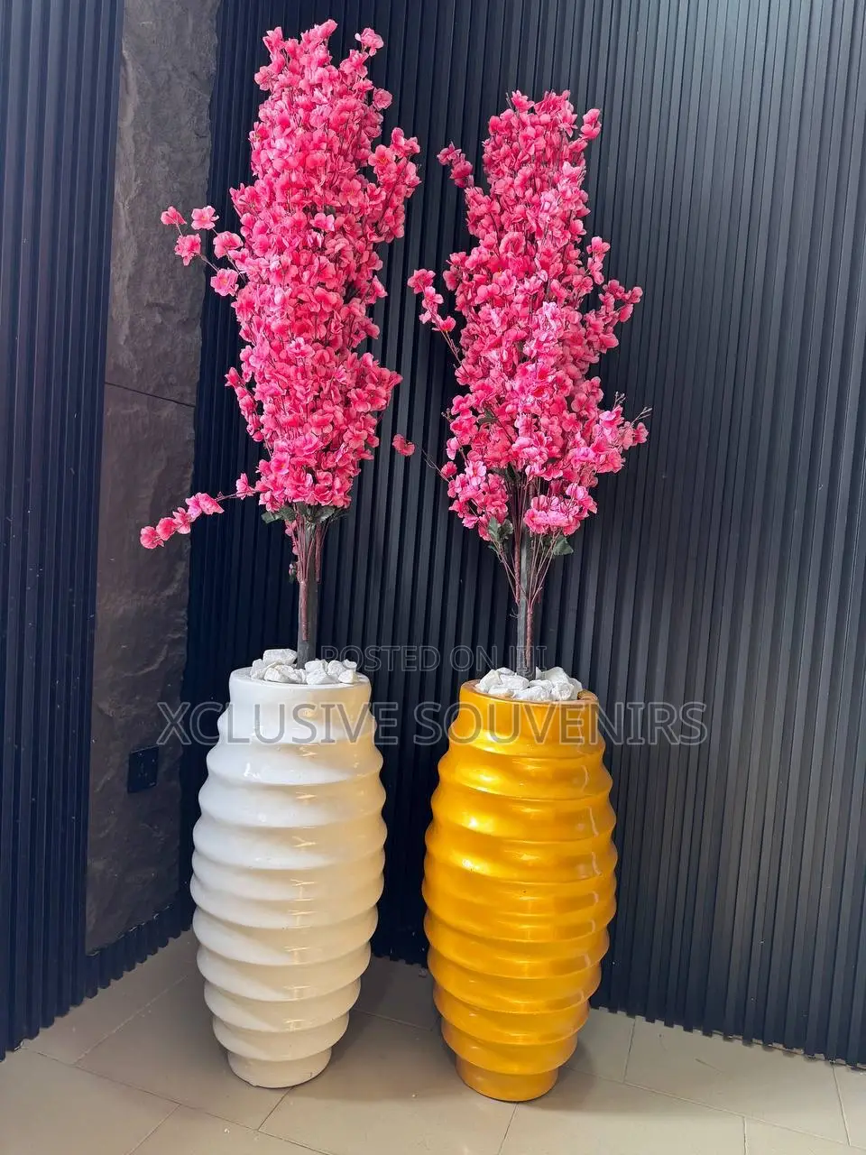 Honeycomb Fiber Pot With Cherry Blossom