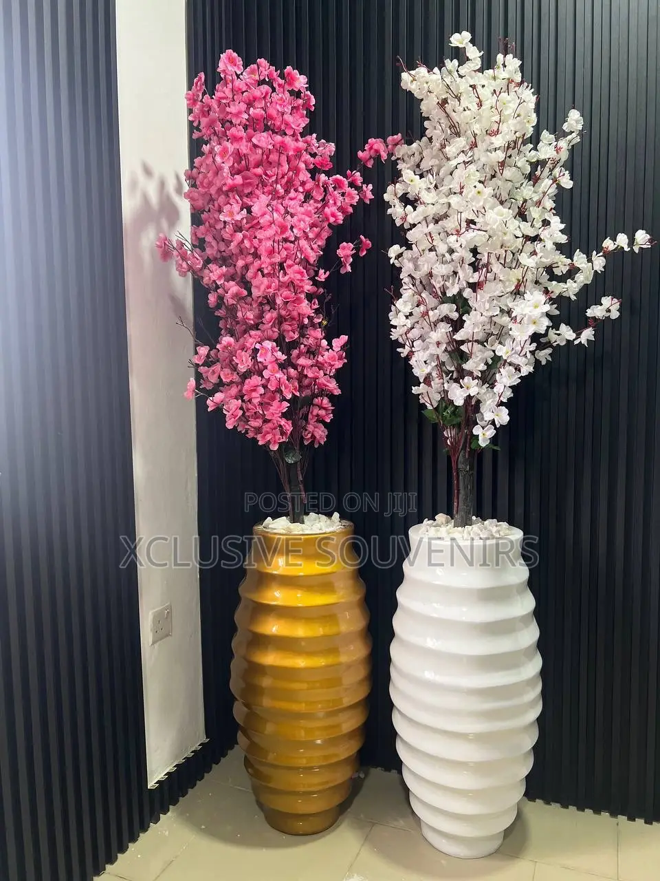 Honeycomb Fiber Pot With Cherry Blossom