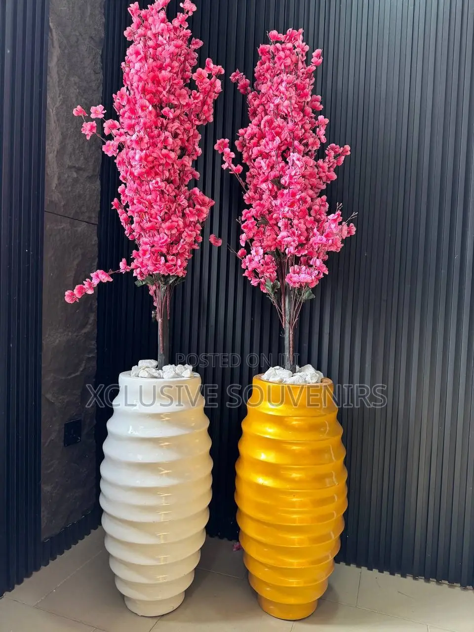Honeycomb Fiber Pot With Cherry Blossom