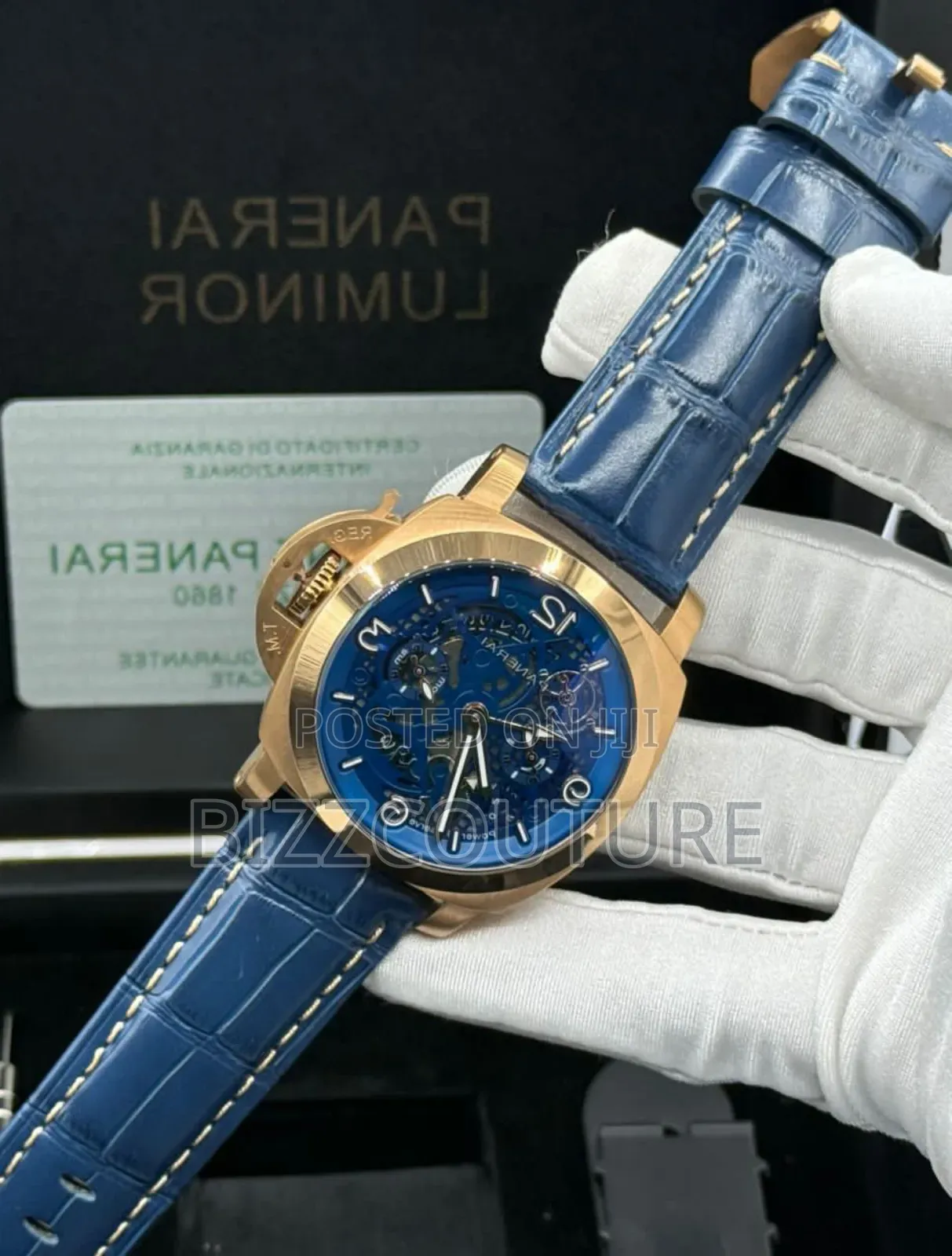 Original Panerai Luminor Blue Genuine Leather Strap Watch