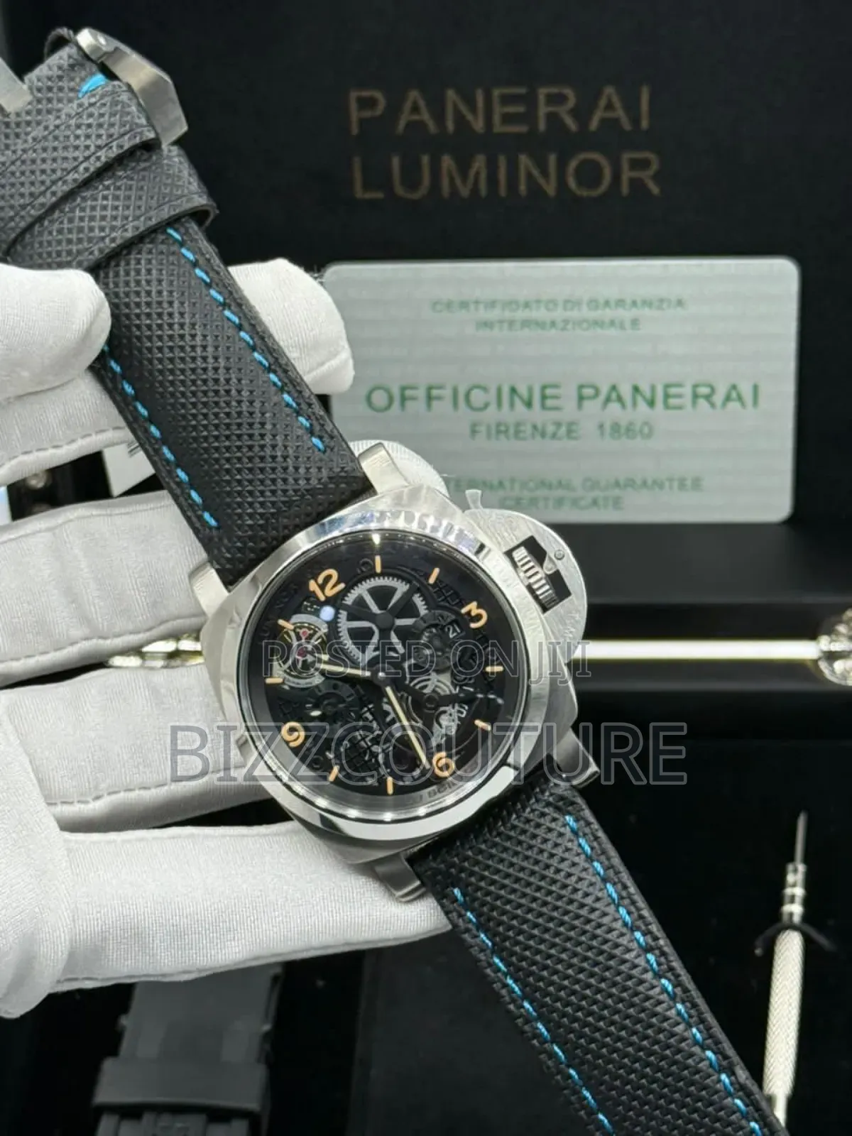 Original Panerai Luminor Black Faux Leather Strap Watch