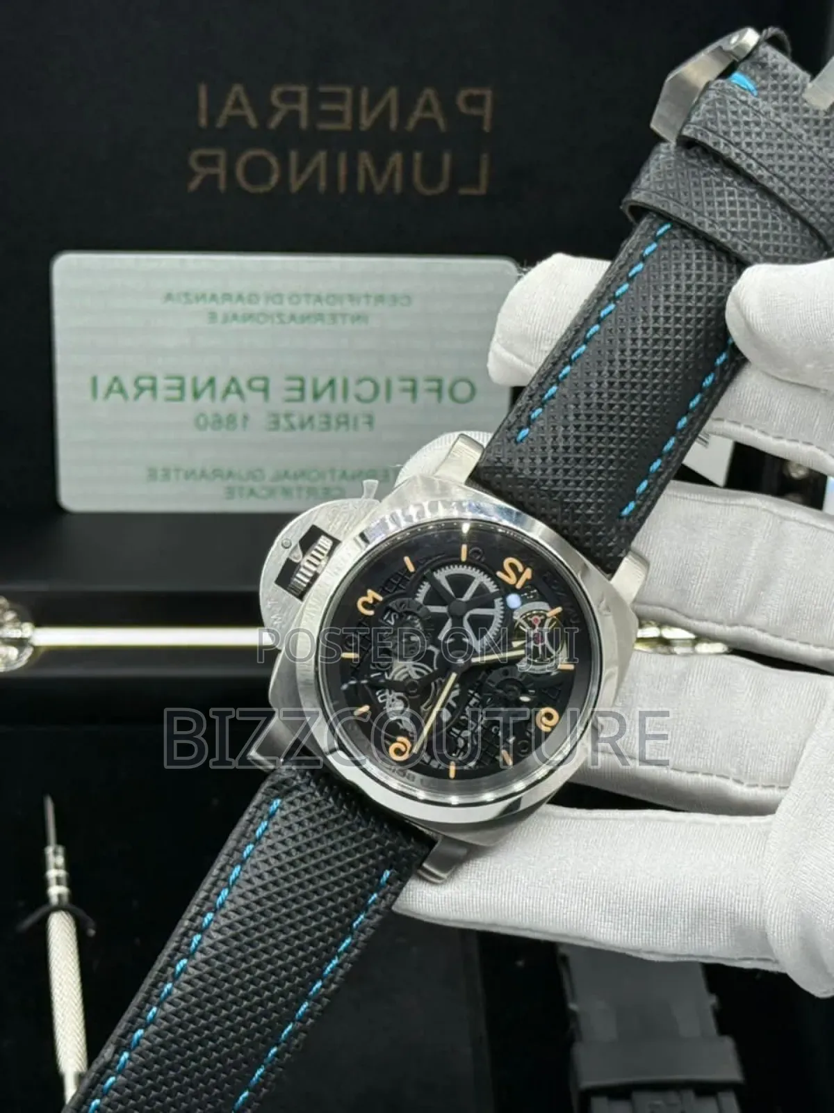Original Panerai Luminor Black Faux Leather Strap Watch