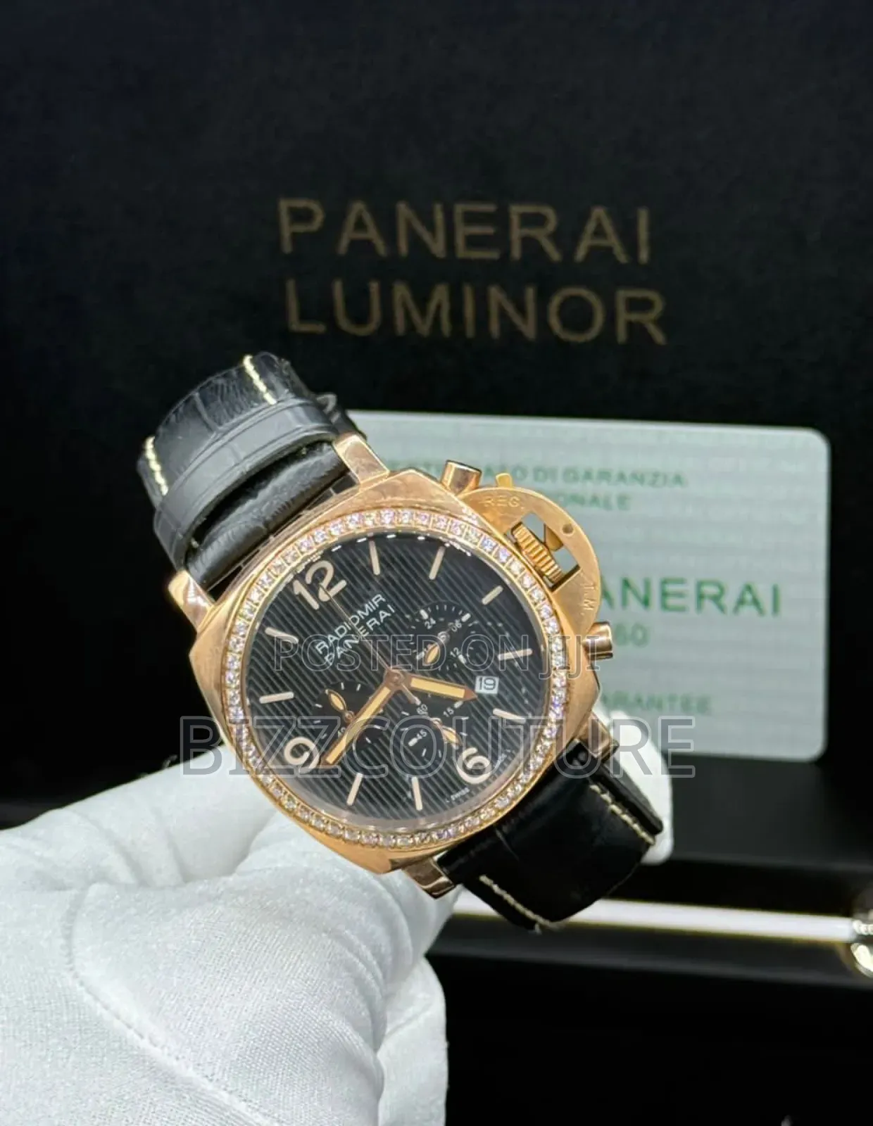 Original Panerai Luminor Black Geniune Leather Strap Watch