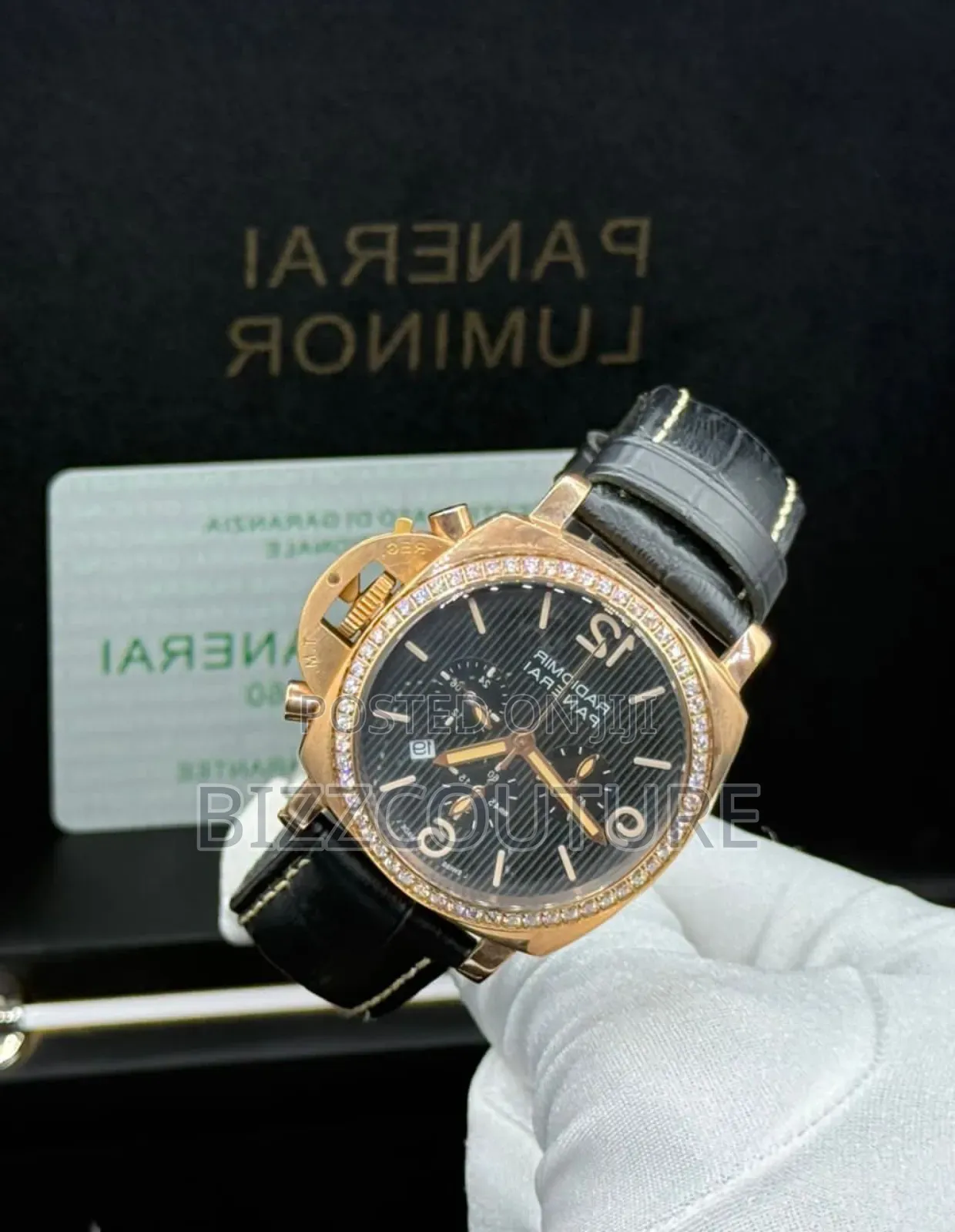 Original Panerai Luminor Black Geniune Leather Strap Watch