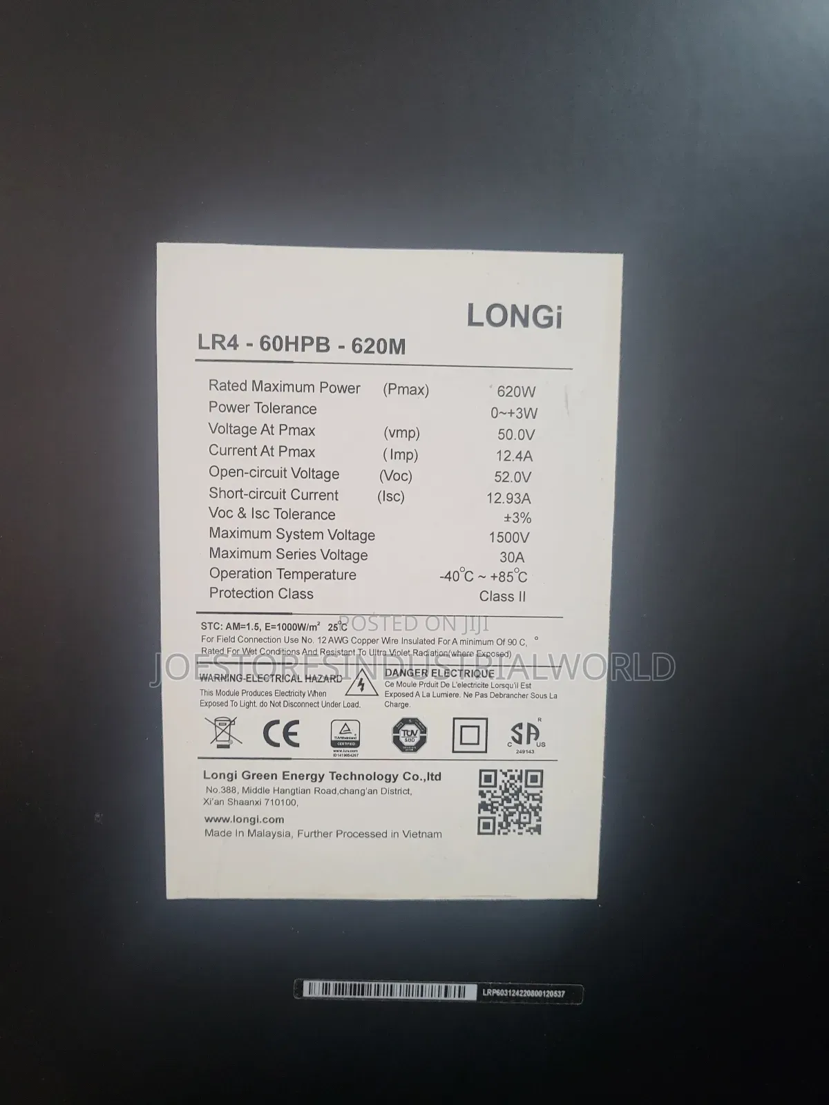 All Black Monocrystalline Solar Panel 620w 120cells