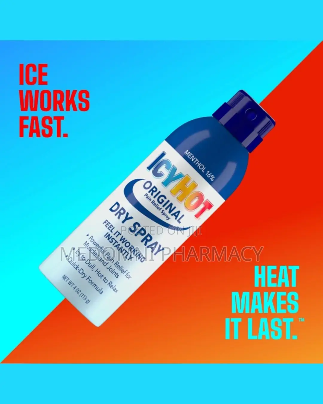 Icy Hot Original Pain Relief Dry Spray 4 Oz