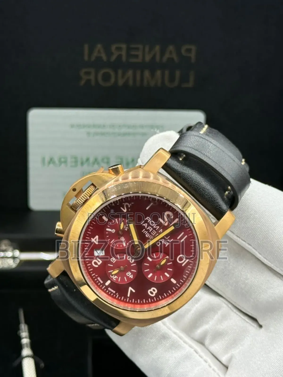 Original Panerai Luminor Black Genuine Leather Strap Watch