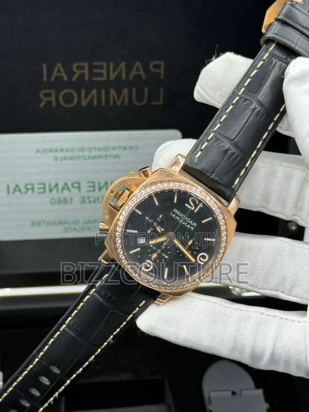 Original Panerai Luminor Black Genuine Leather Strap Watch