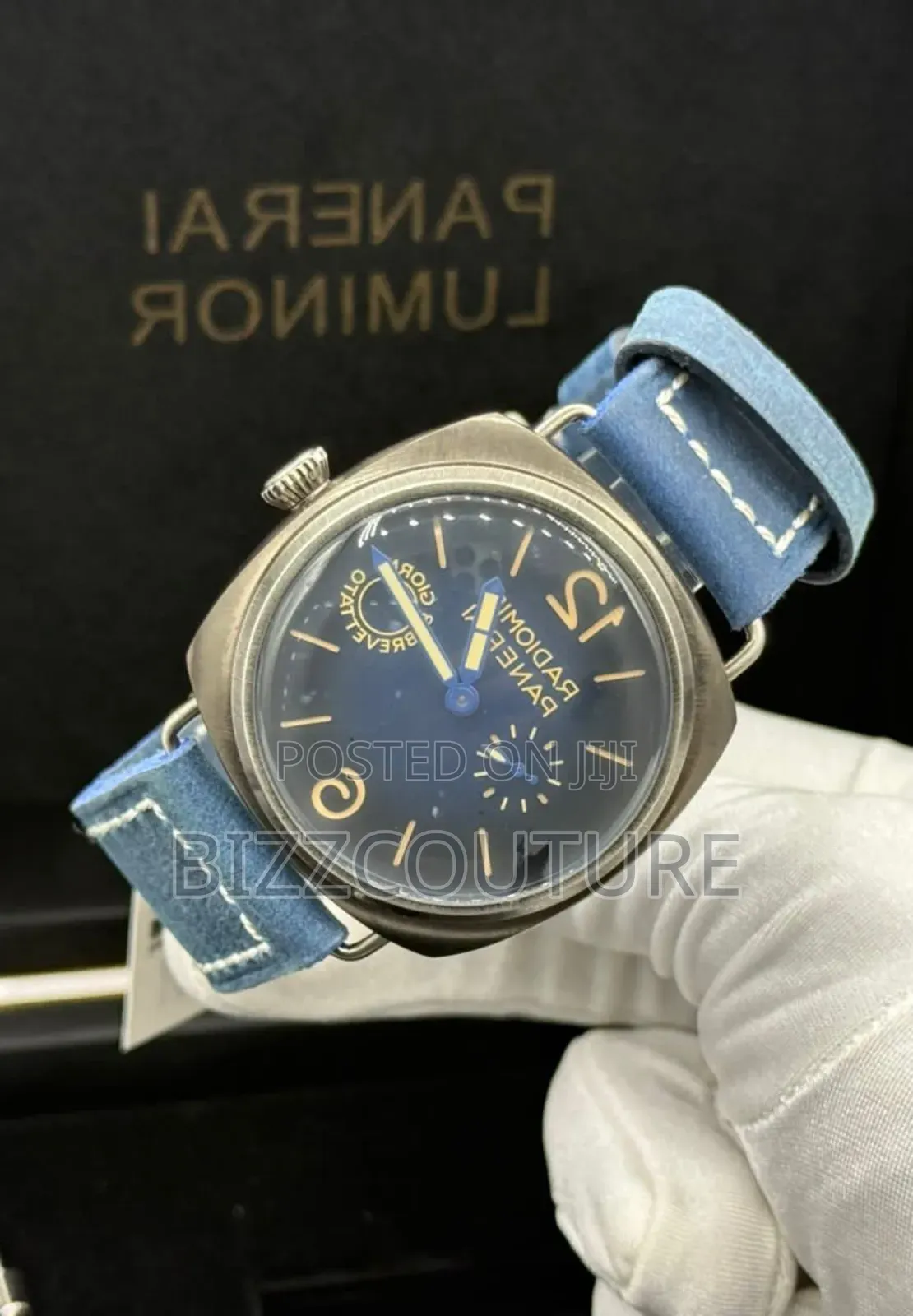Original Panerai Luminor Blue Faux Leather Strap Watch
