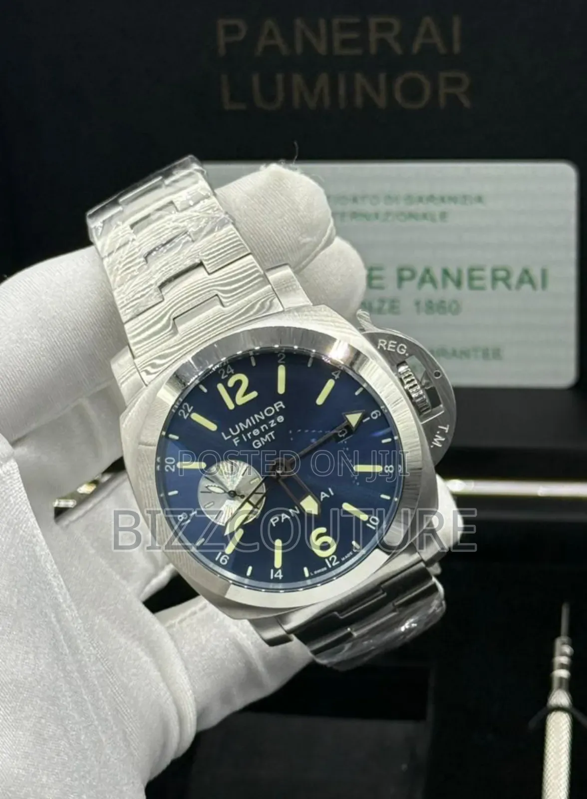 Original Panerai Luminor Silver Stainless Steel Watch