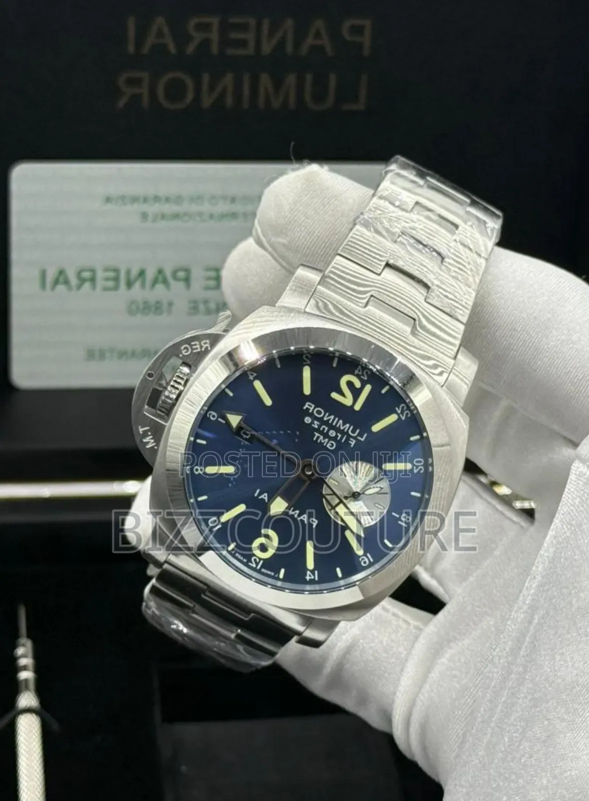 Original Panerai Luminor Silver Stainless Steel Watch