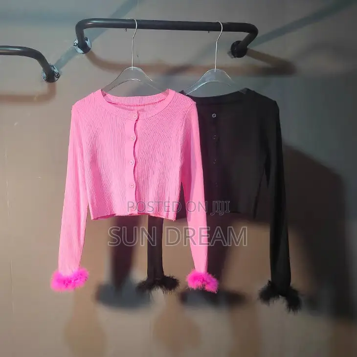 Lady Top Pink Sweater Black Long Sleeve