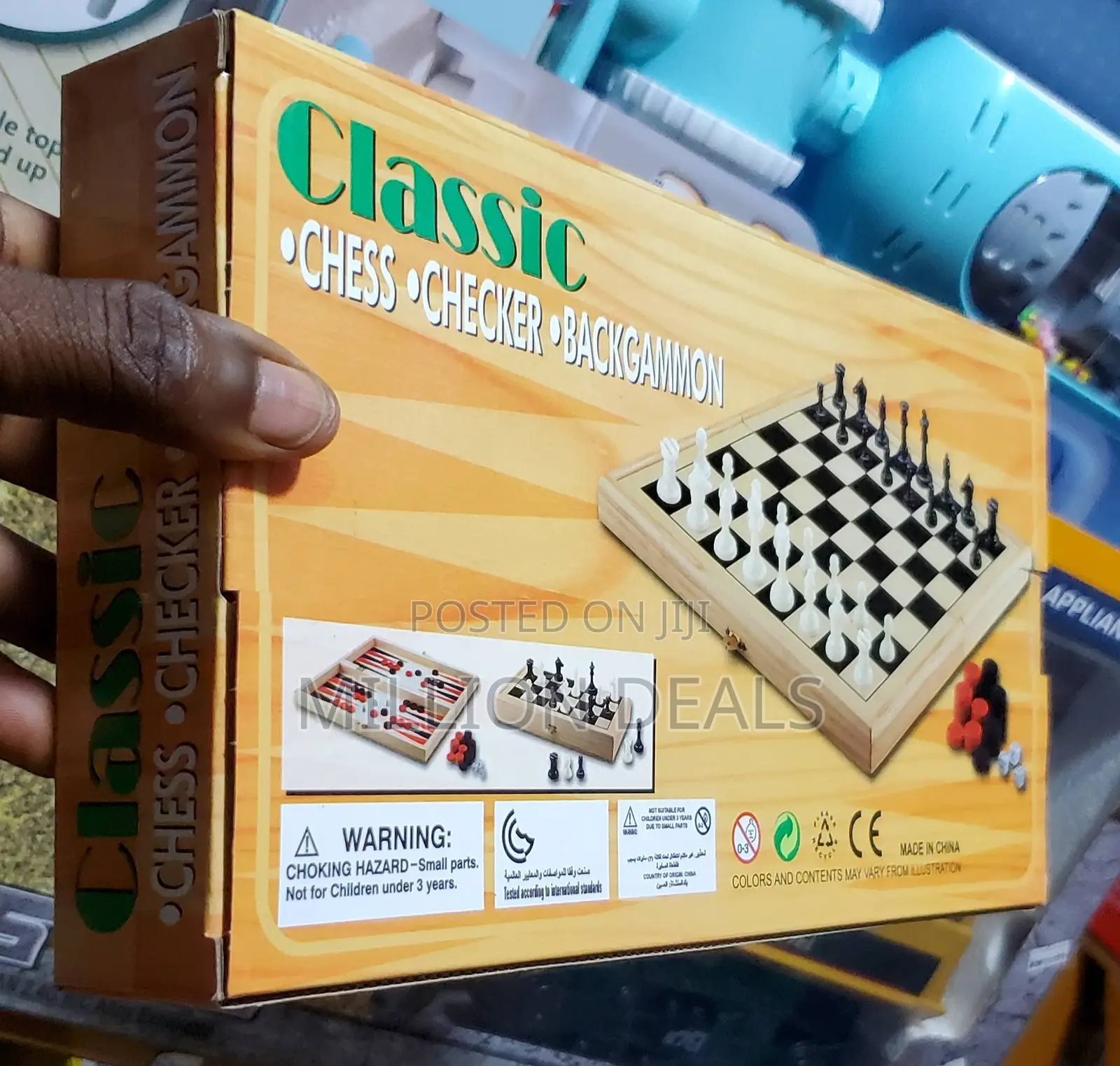 Classic 3in1 Chess Checker Backgammon Game Ages 3+