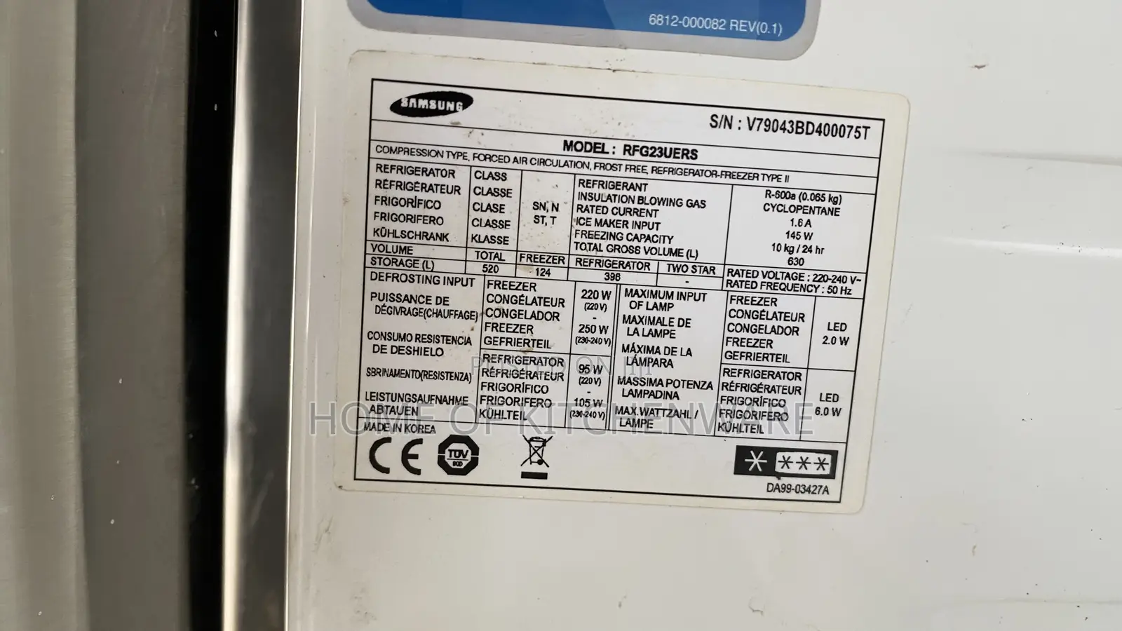 Samsung Model: Rfg23uers 3 Doors Side by Side