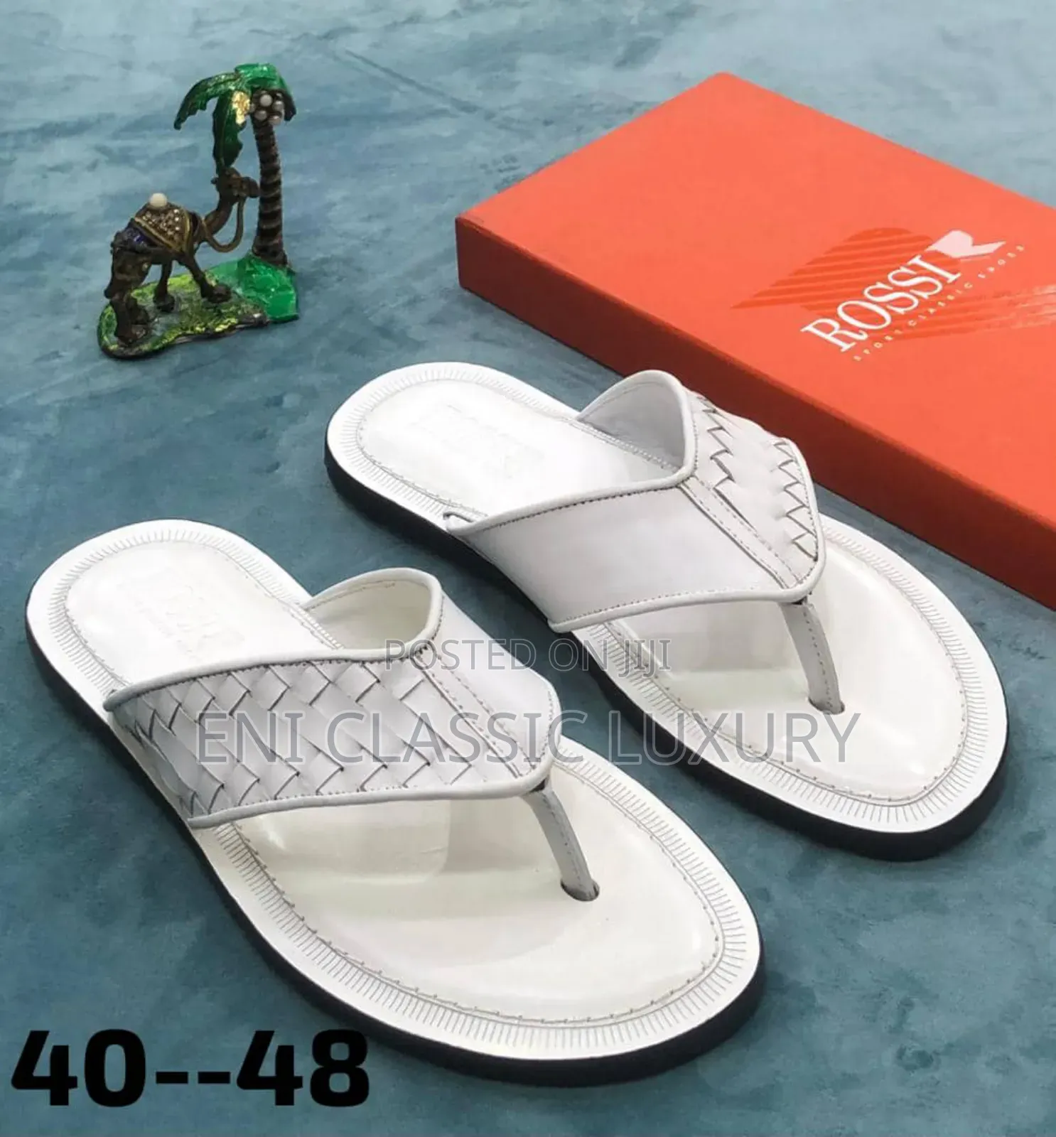 Original Luxury Men's Leather Slippers Rossi Well Branded Package