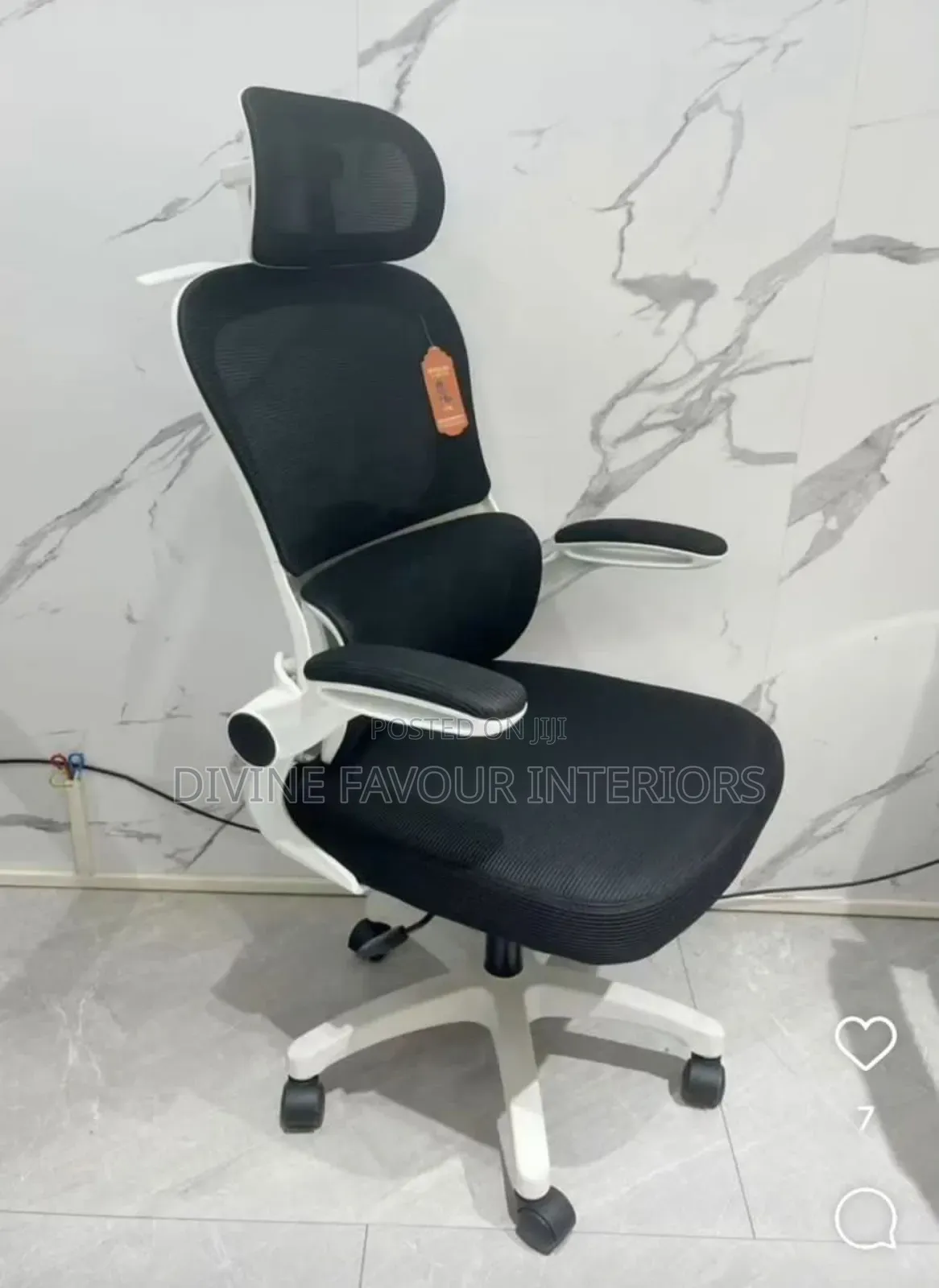 Newly Design Swivel Mesh Chair With Flip Handle - Black White