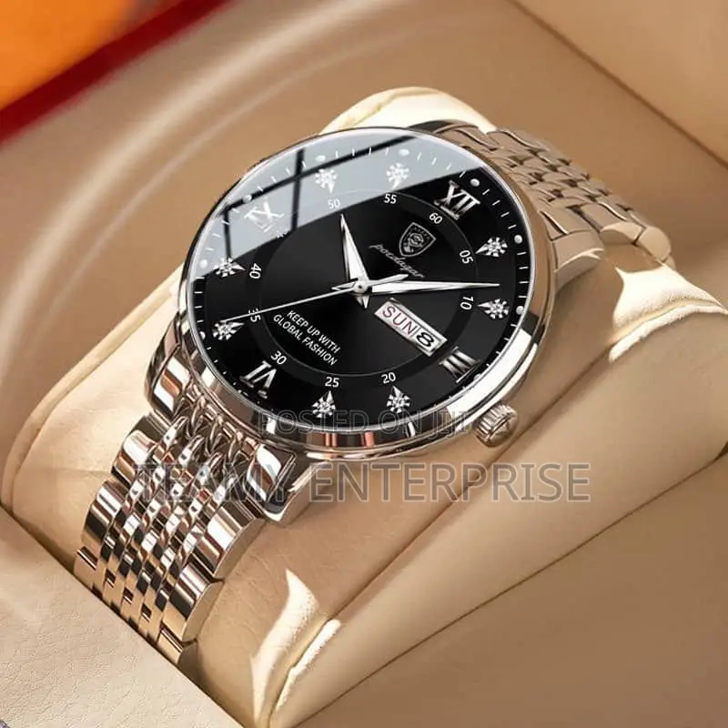 Poedagar Gold/ Silver Chronograph Quality Analogue Designer Wristwatch