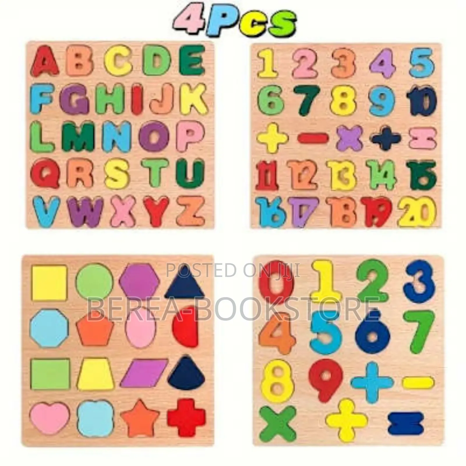 Montessori Wooden Upper Lowercase Alphabet, Shapes and Numbers Puzzl