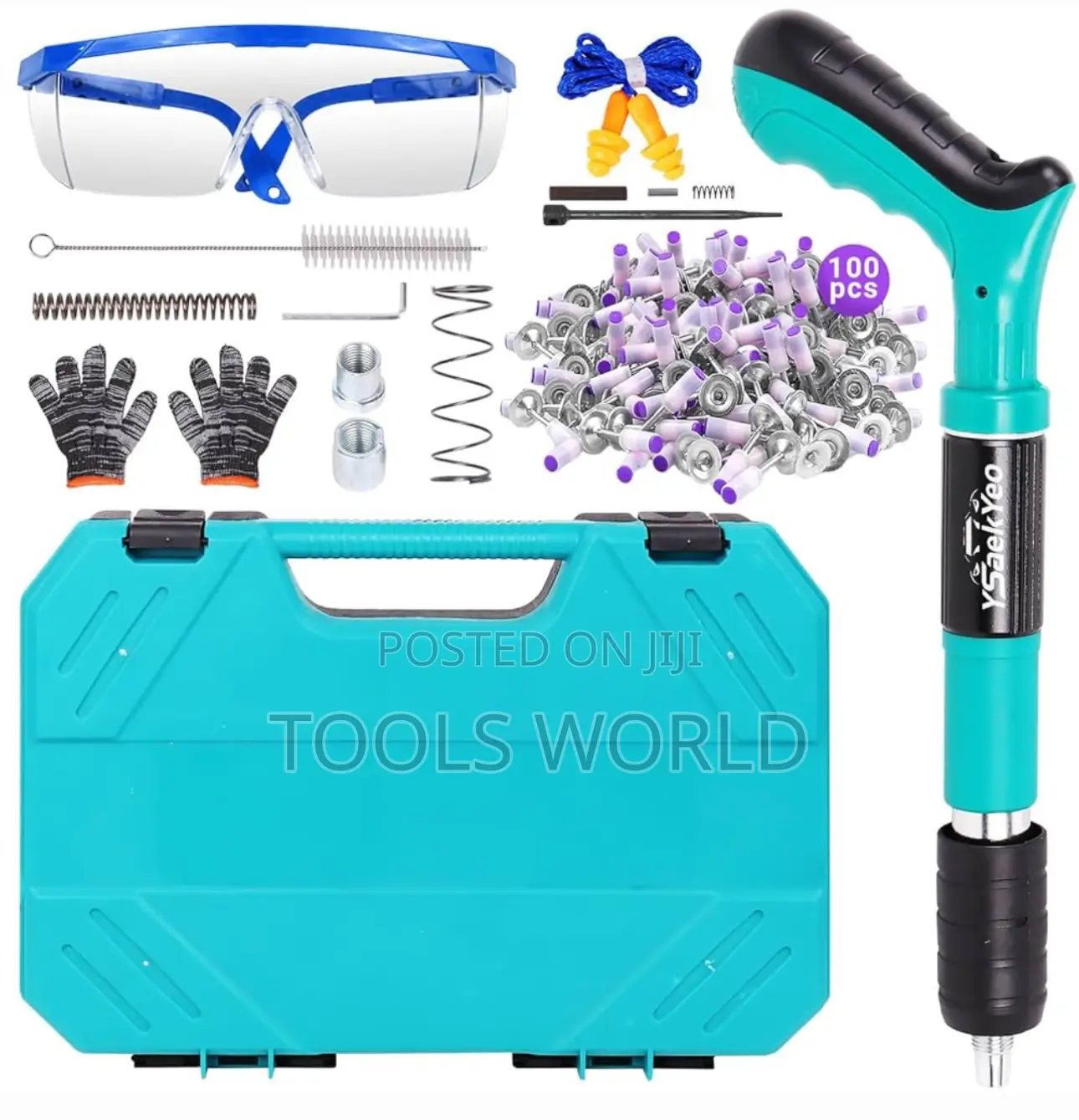 Concrete Nail Gun Kit With 100pcs Nails – Adjustable Powerful