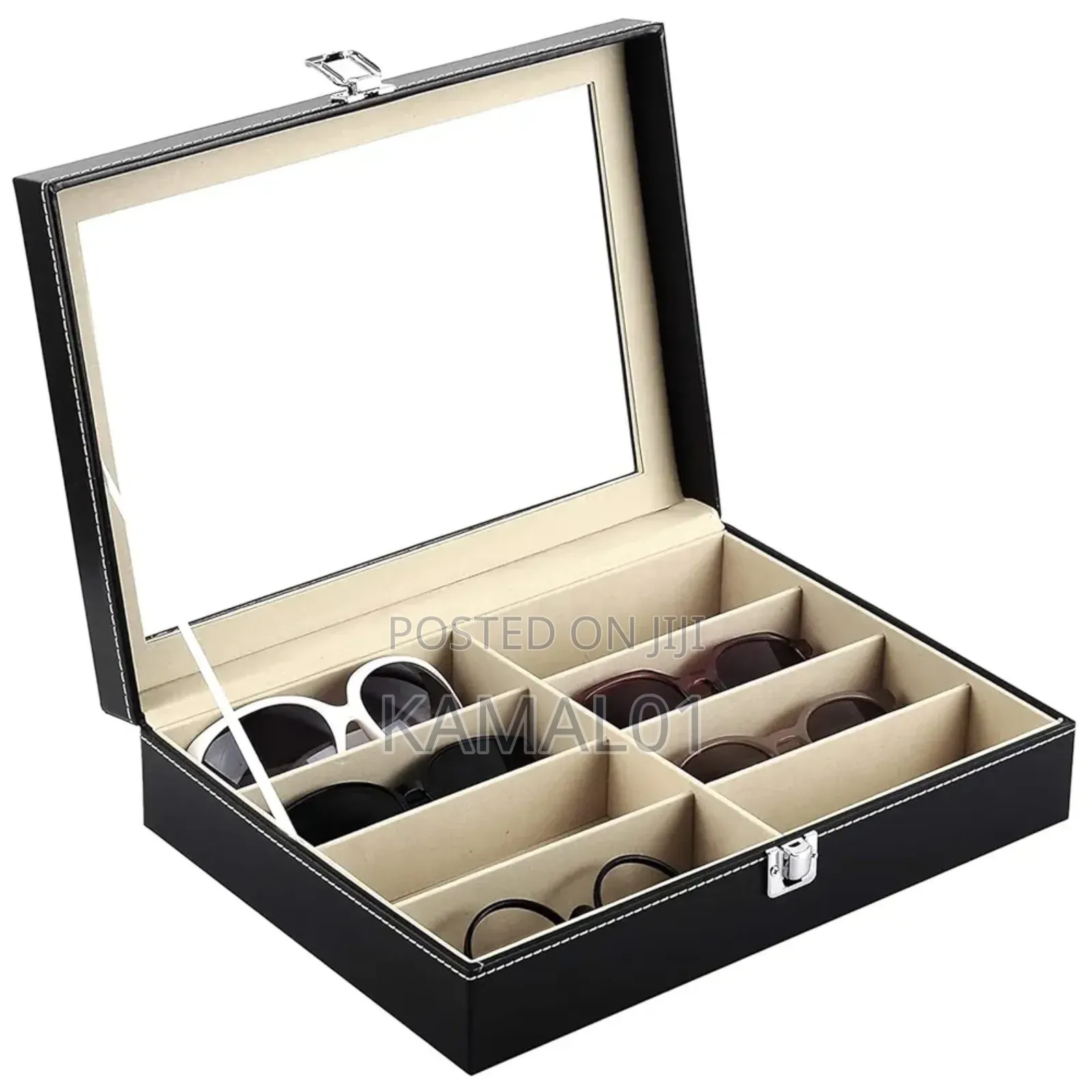 8 Grid Leather Multi Sunglasses Organizer Box