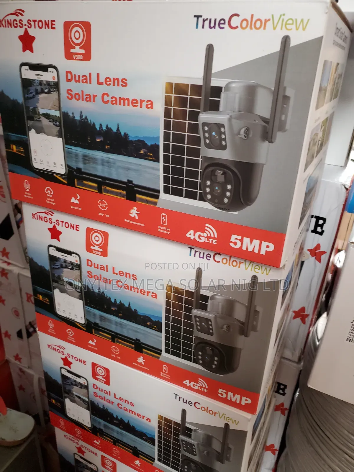 Solar Camera Dual Lens With Four Batteries
