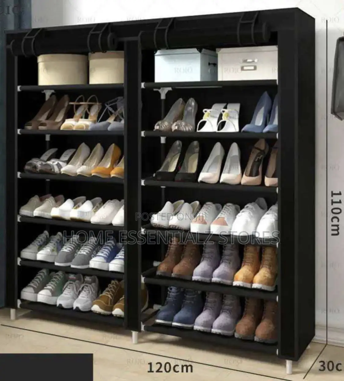 Double Pipe Shoe Rack With Fabric Cover
