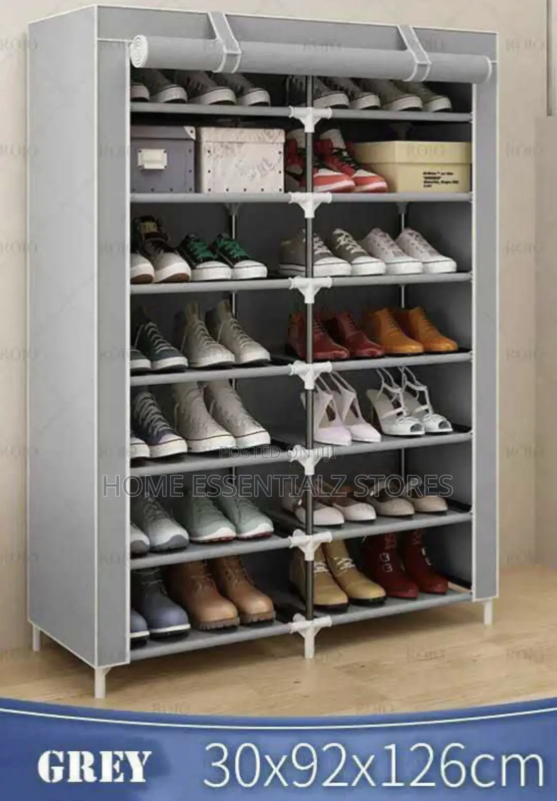 Double Pipe Shoe Rack With Fabric Cover