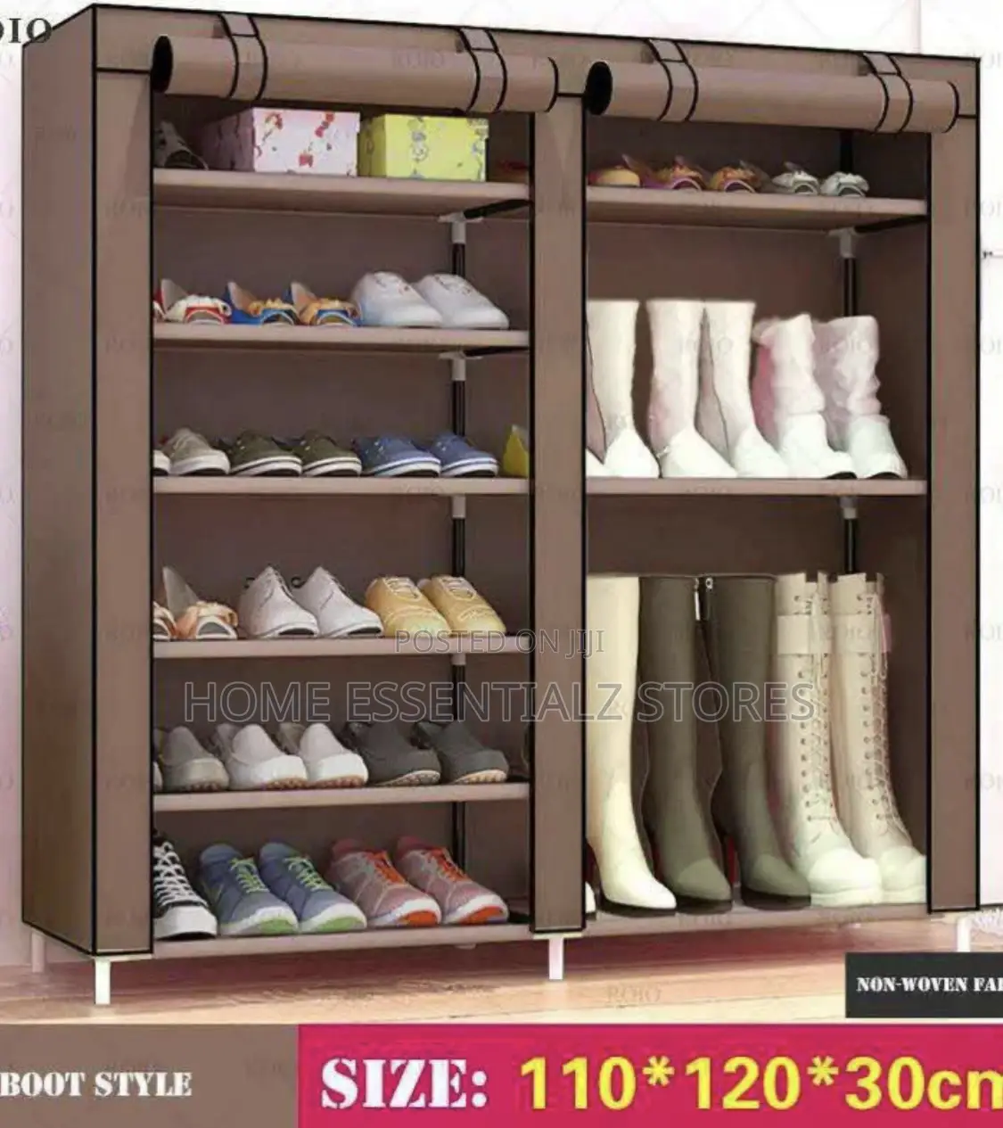 Double Pipe Shoe Rack With Fabric Cover