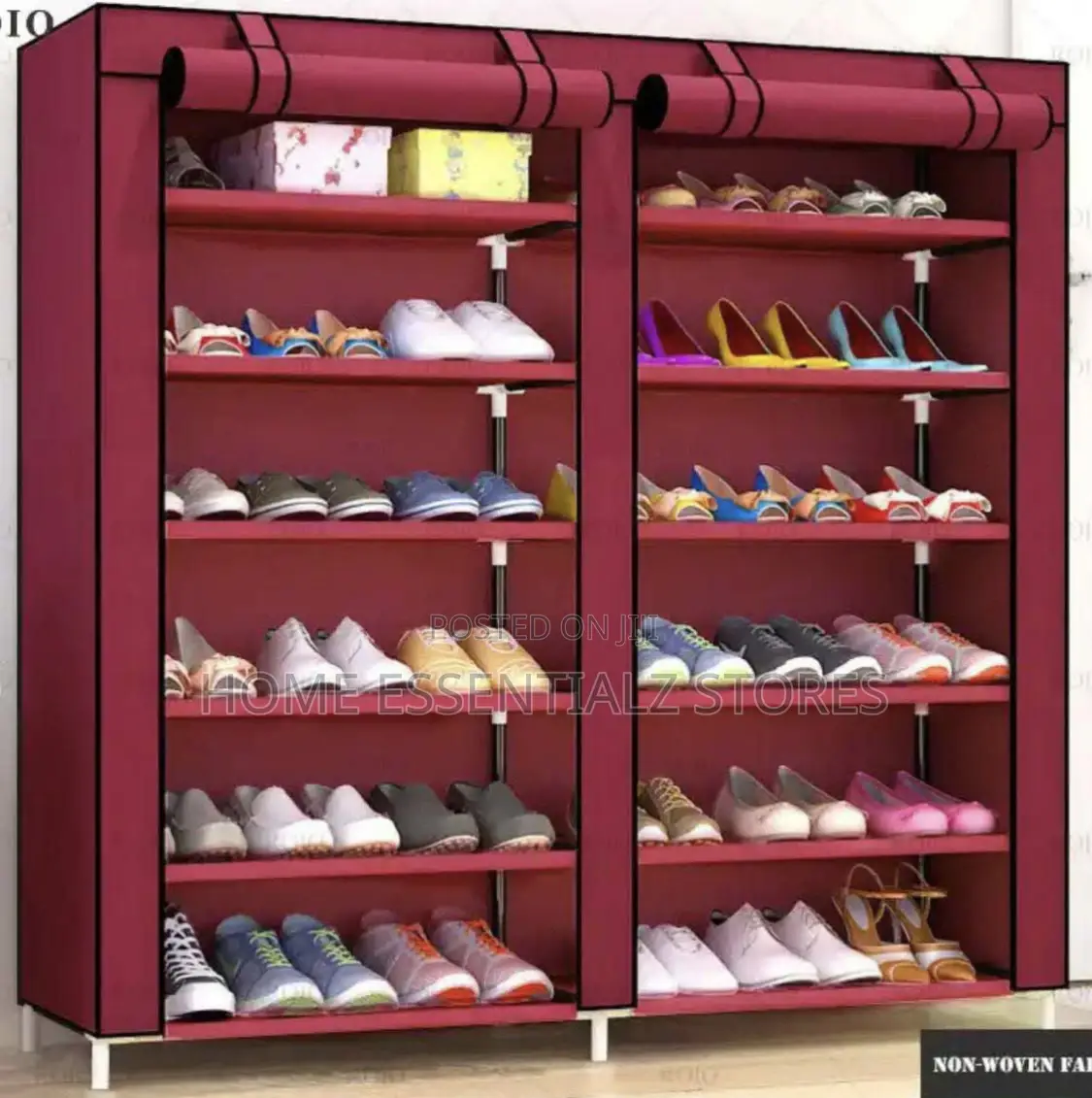 Double Pipe Shoe Rack With Fabric Cover