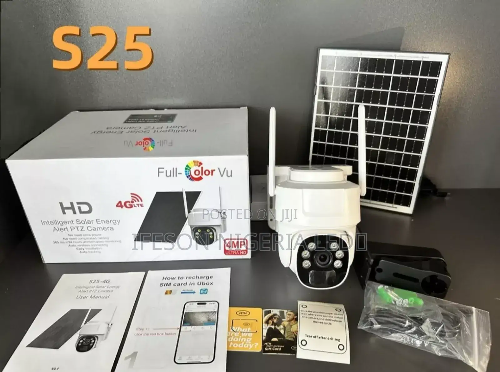 Solar Camera Ubox PTZ Single Lens 8mp It Uses Sim Card and Memory