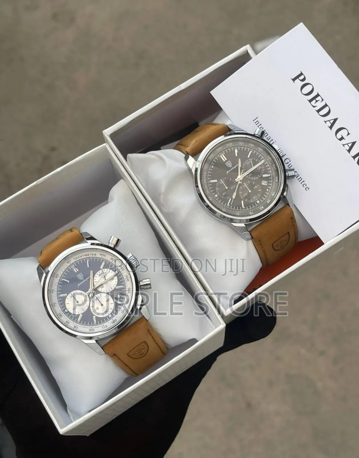 Poedagar Functional Chronograph With Quality Suede Leather Watch