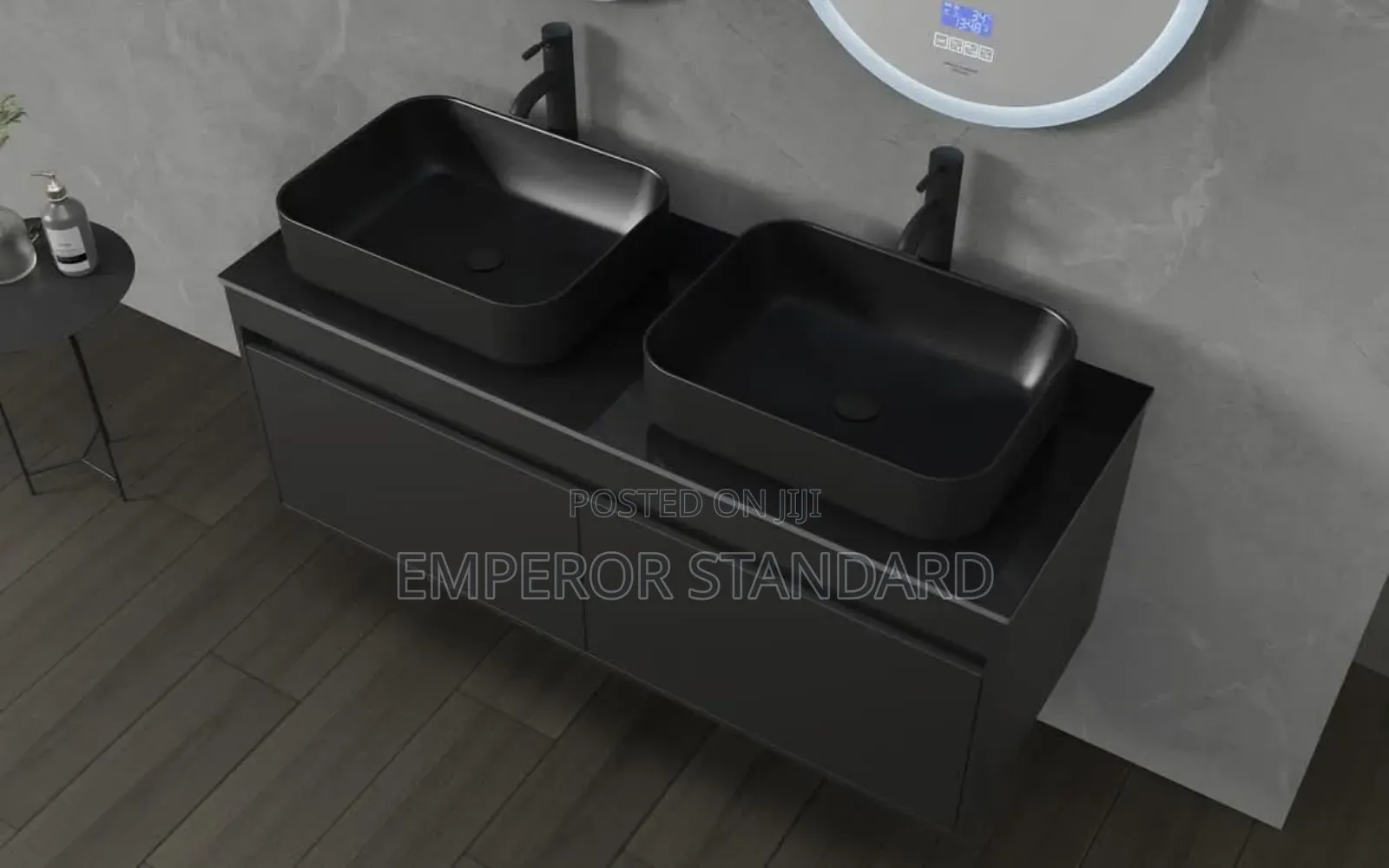 Quality PVC Wall Hung Double Bowl Cabinet With Led Mirror