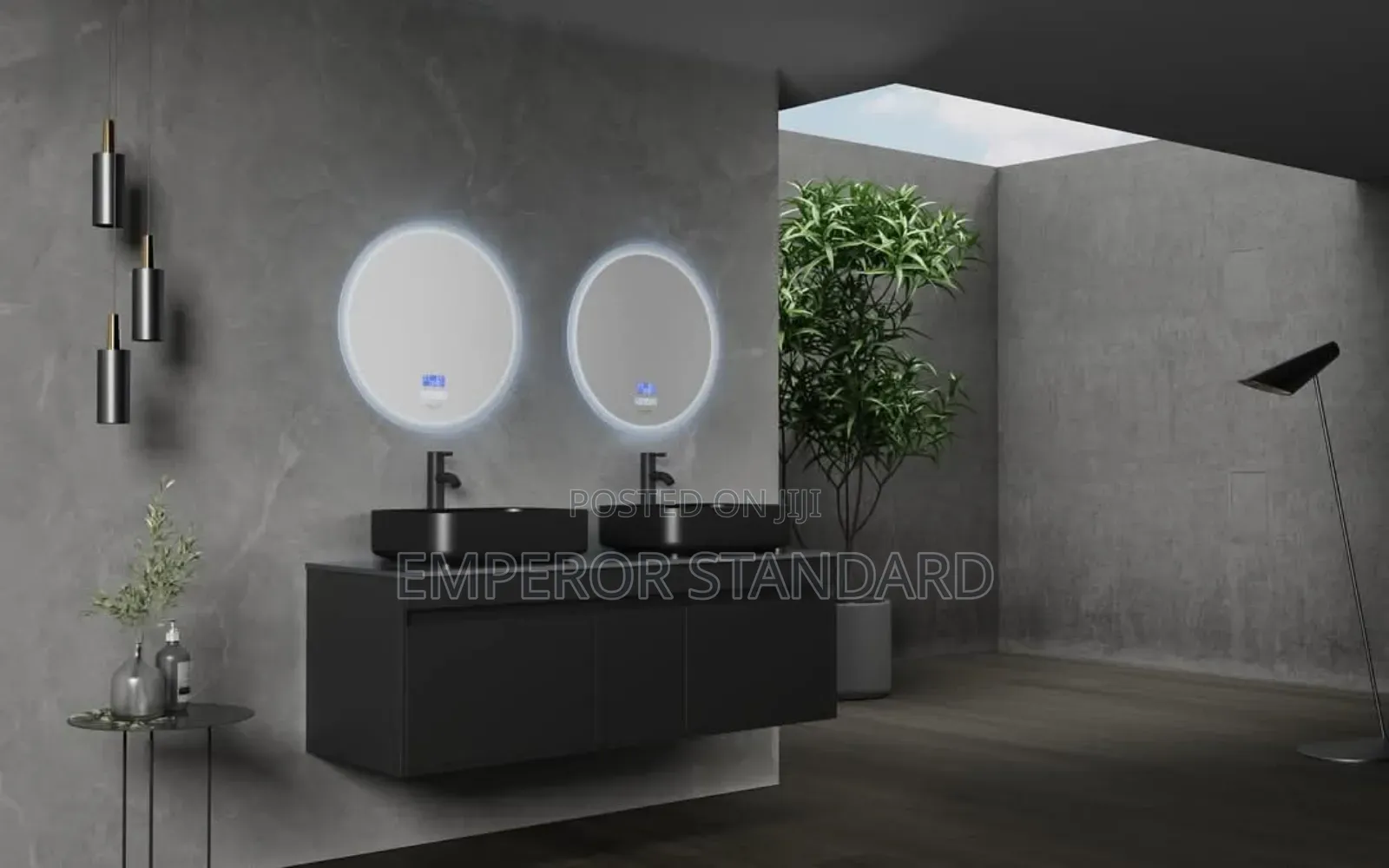Quality PVC Wall Hung Double Bowl Cabinet With Led Mirror