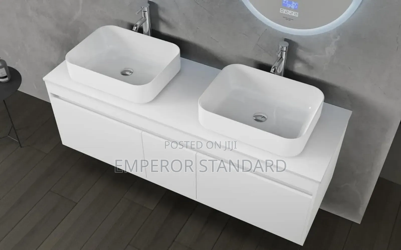 Quality PVC Wall Hung Double Bowl Cabinet With Led Mirror