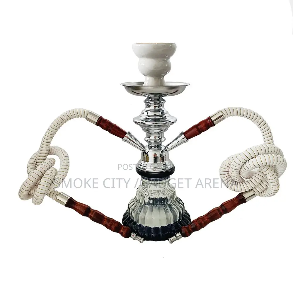 Double Hose Glass Colorful Hookah Shisha Pot