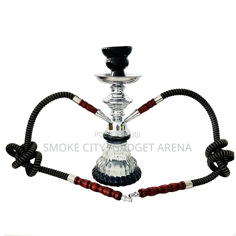 Double Hose Glass Colorful Hookah Shisha Pot