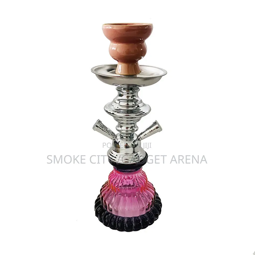 Double Hose Glass Colorful Hookah Shisha Pot