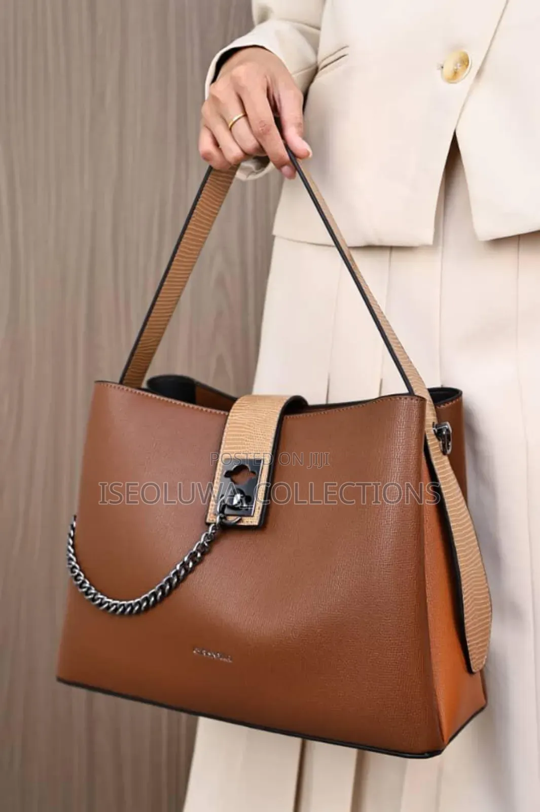 Women’S Elegant Leather Shoulder Tote Bag