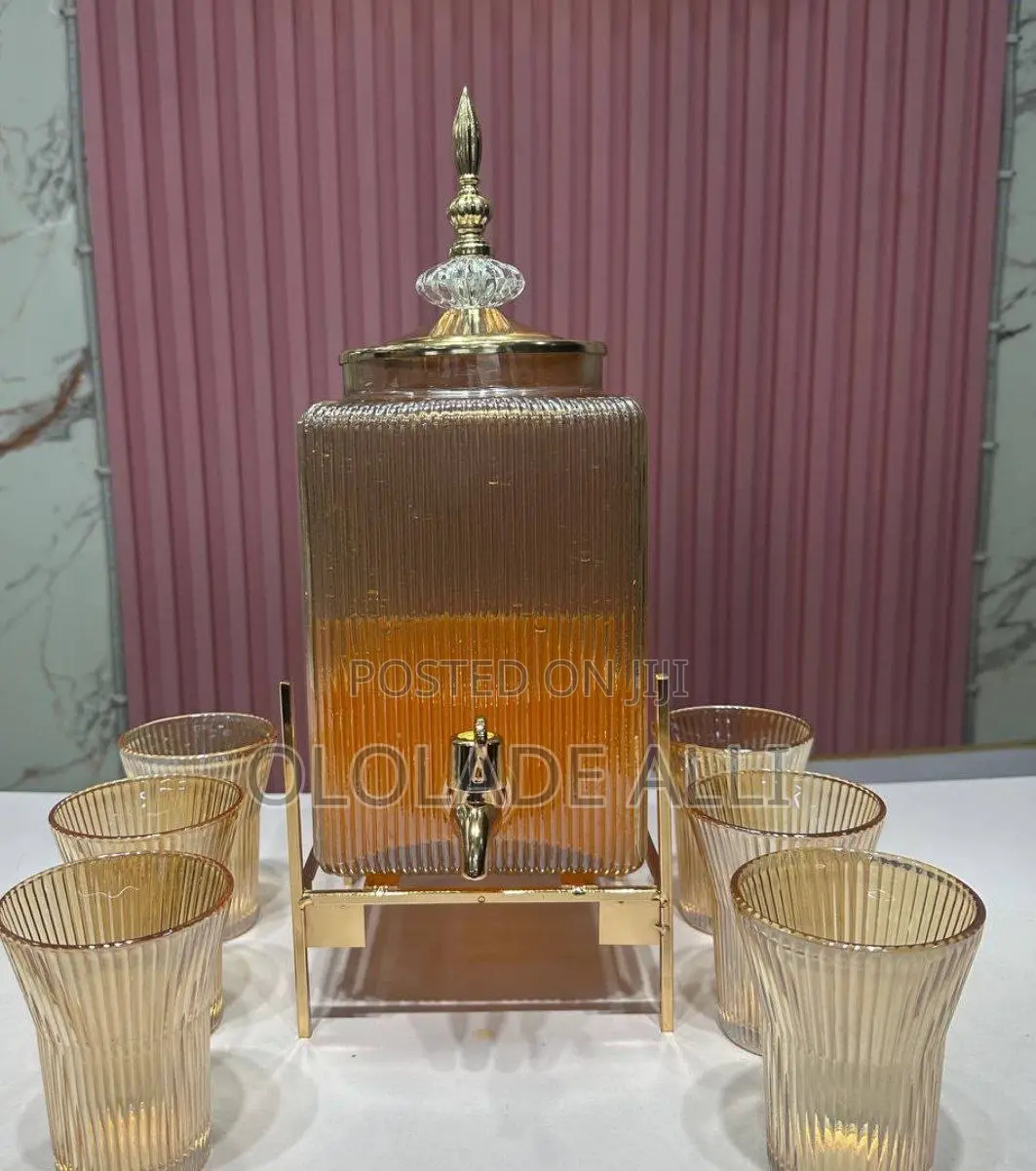 7 Pieces Glass Juice Dispenser With 6 Cups