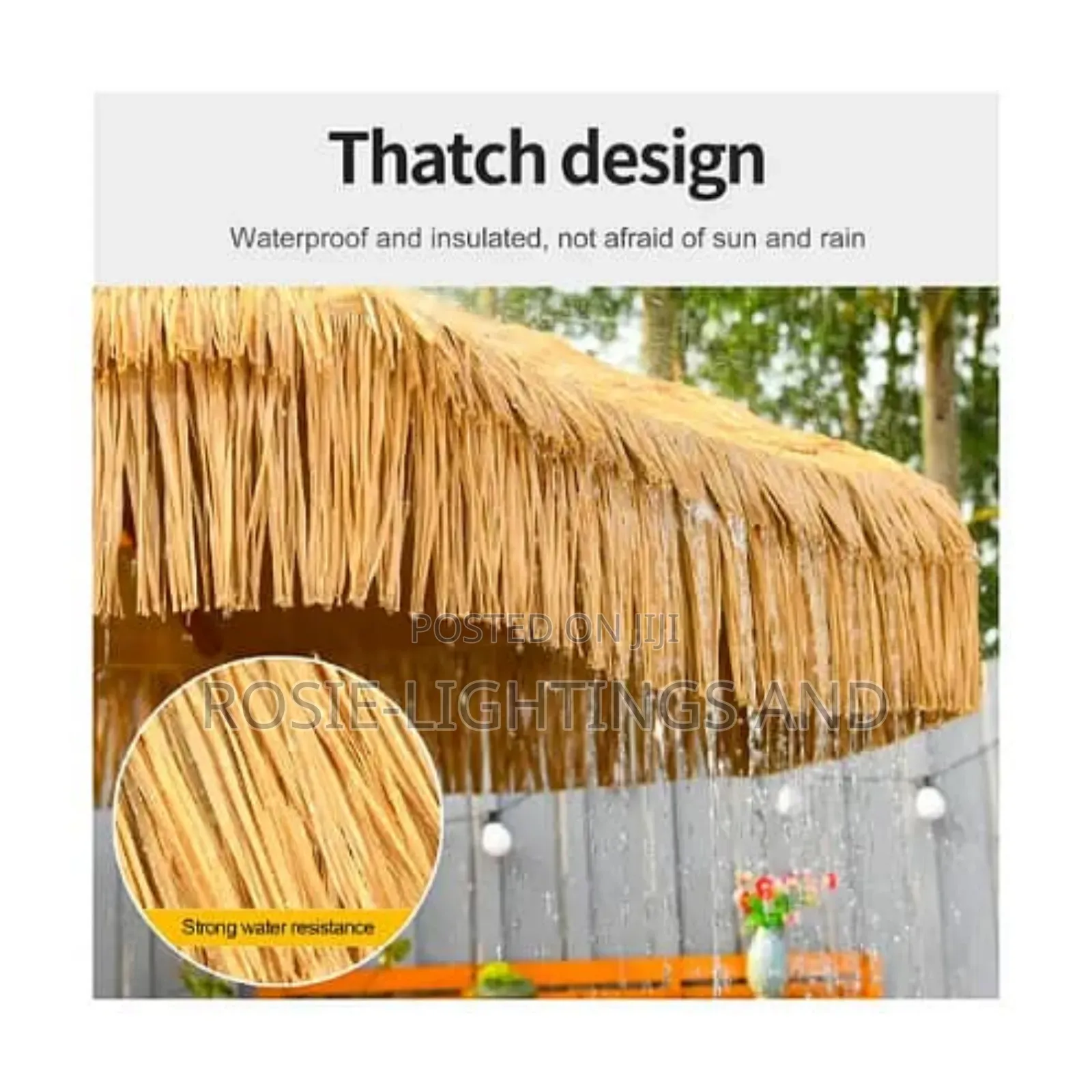 Outdoor Thatch Roof Waterproof Umbrella -Khaki Colour