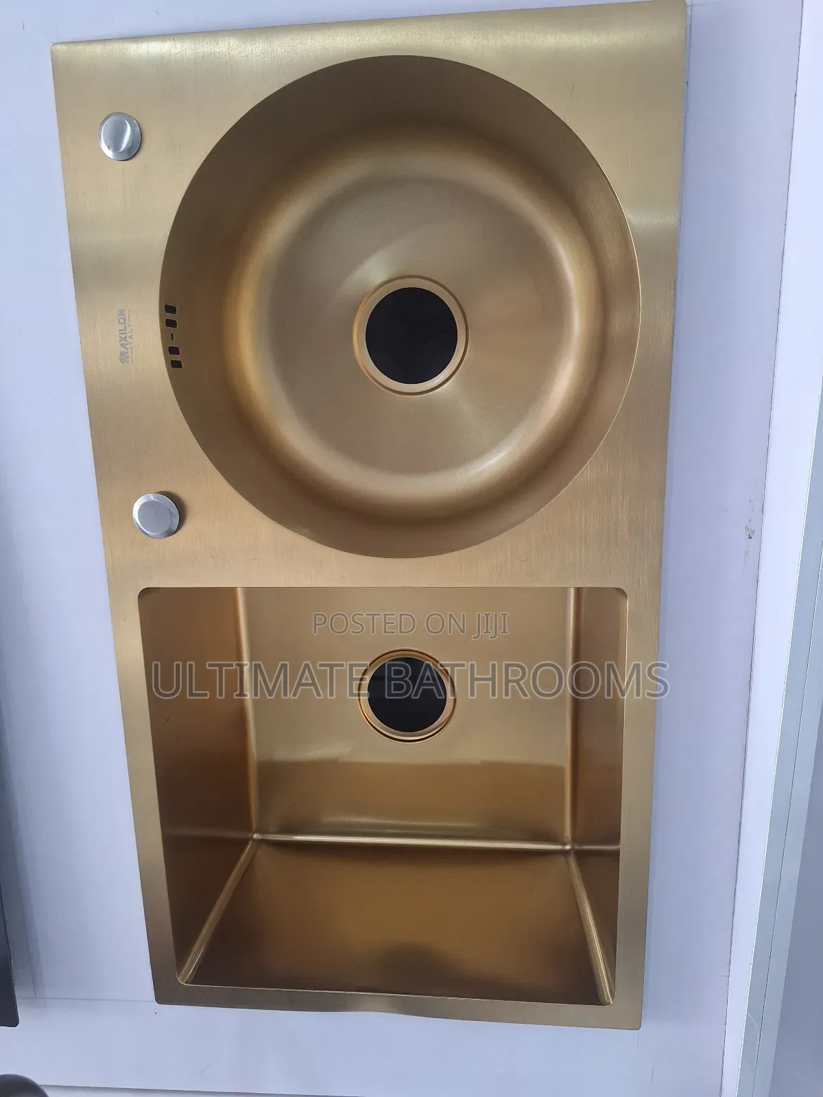 Brush Gold Unique Design Double Bowl Kitchen Sink Bowl