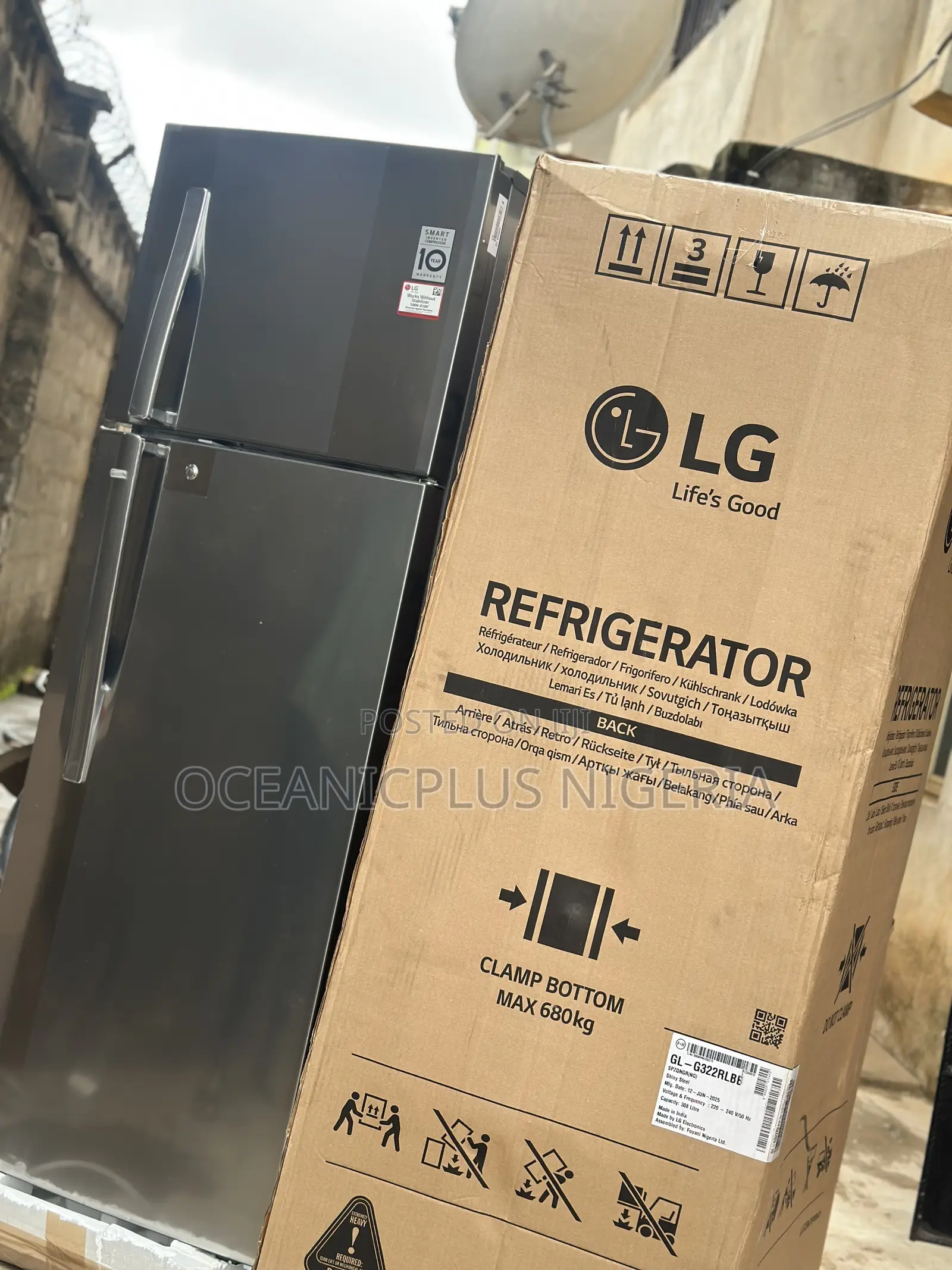 Hot Deal Lg 308l Non Frost Double Door Refrigerator (Ref 322rlbn)